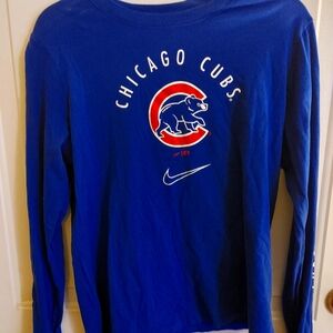 Nike Chicago Cubs Long Sleeve T-Shirt Women's L Blue Graphic Retro